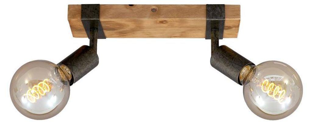 Spotleuchte Deckenlampe schwenkbar 2xE27 Metall-Holz Produktbild 