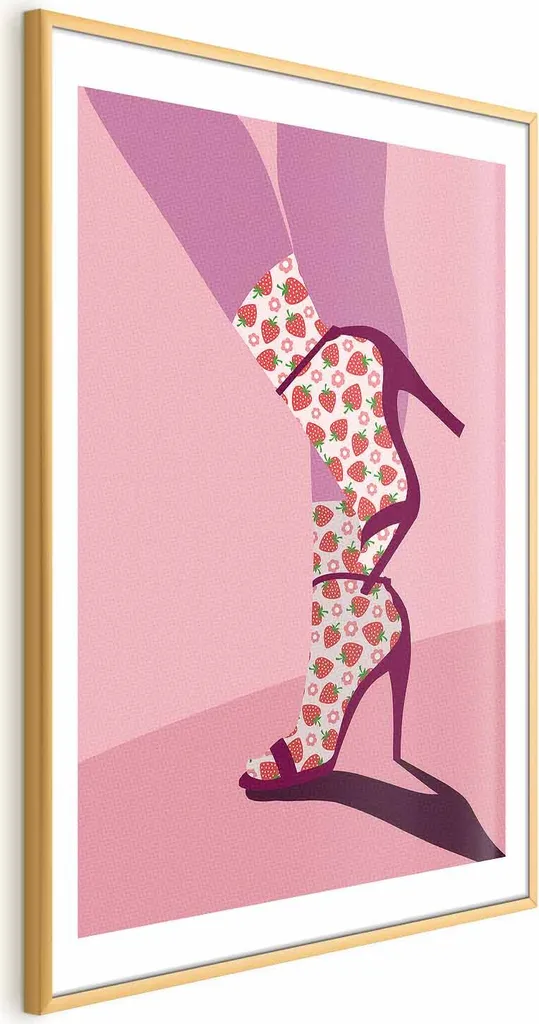 Idea Regalo Originale: Poster Fragole 40x60 con Cornice Oro Pronta