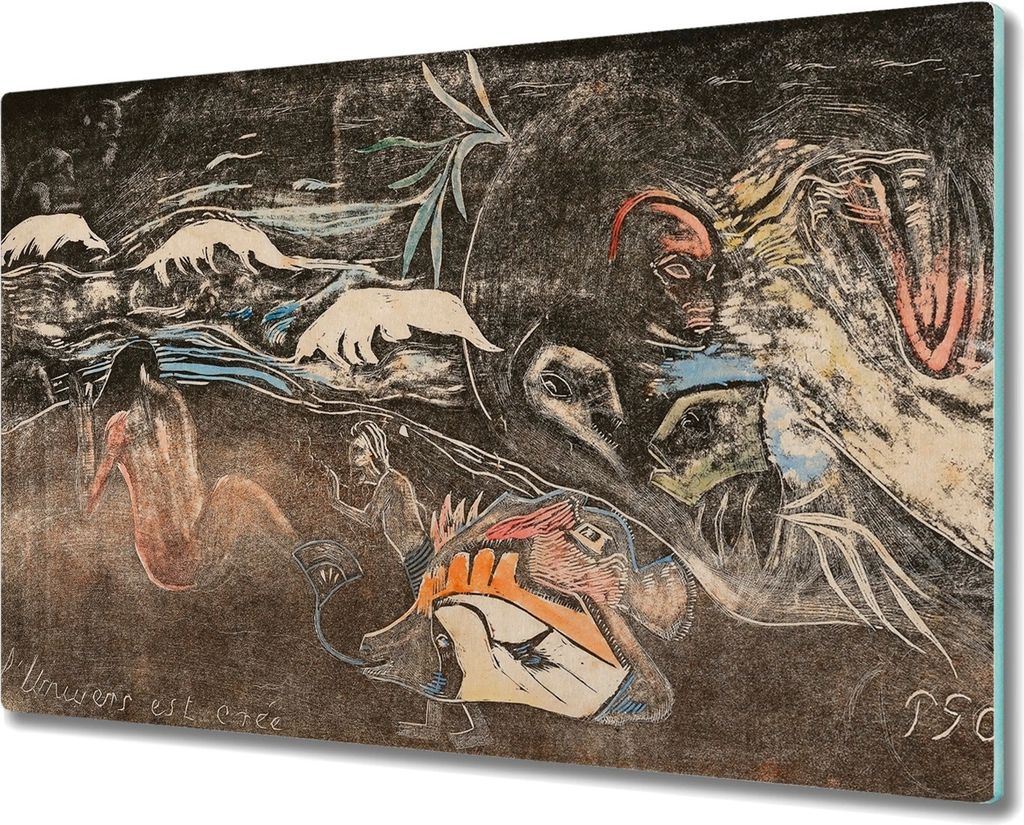 Coloray Hackbrett Kochplattenabdeckung Herdabdeckplatte 80x52 cm Schneidebrett Küchenbrett - moderne Gauguin