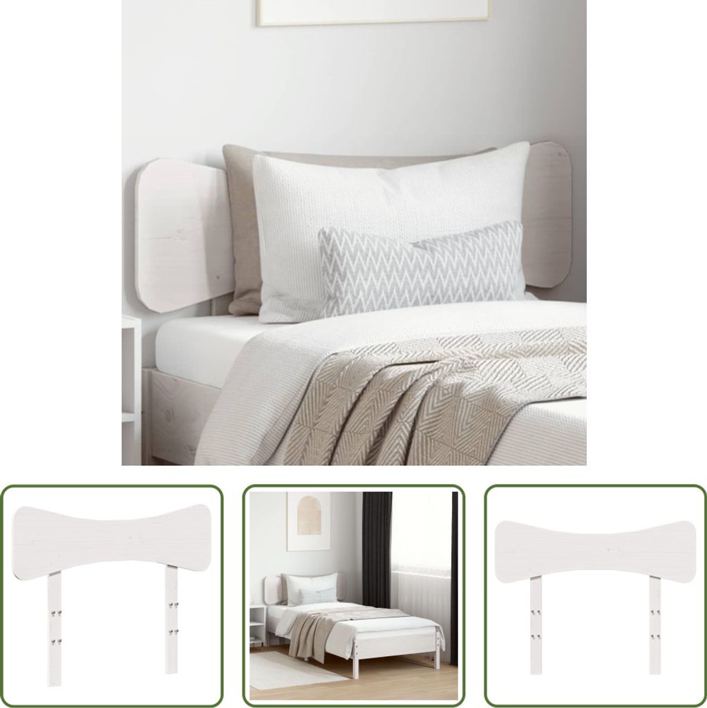 The Living Store Kopfteil Weiß 100 cm Massivholz Kiefer