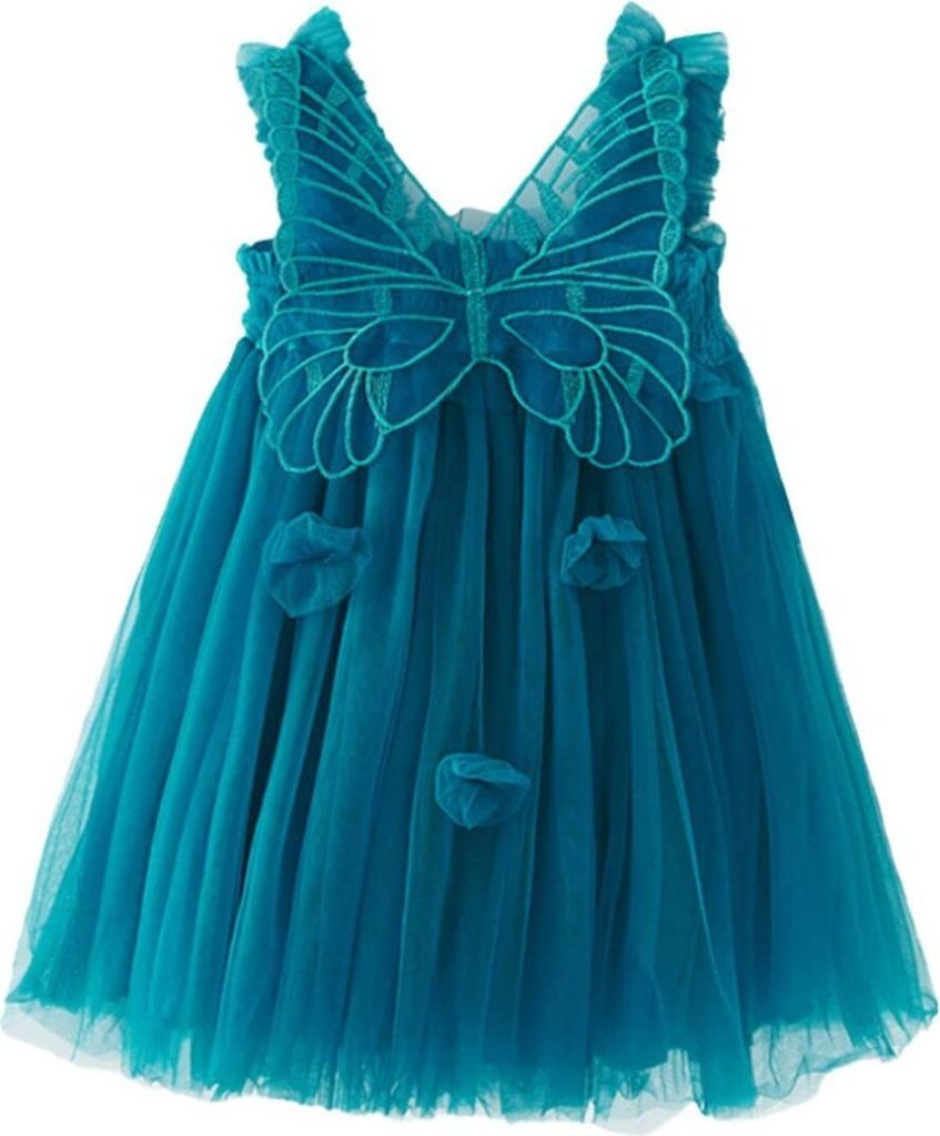 Kleider für Kinder Mesh Kleid Puffy Rock Schmetterling Flügel Party Kleid Sommerliche Sommerkleider, Farbe: Blau, Größe:110cm