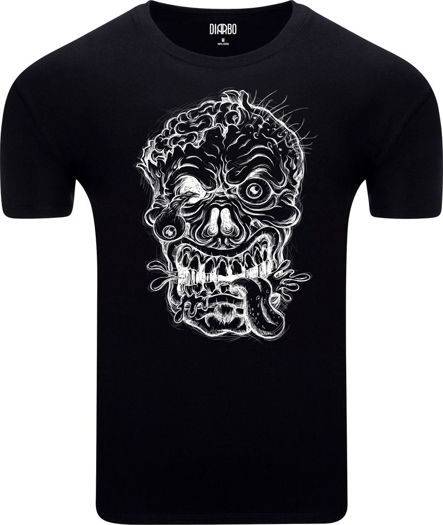 Diarbo Herren T-Shirt mit Lustiger Druck Zombiegesicht Schwarz Gr.XL