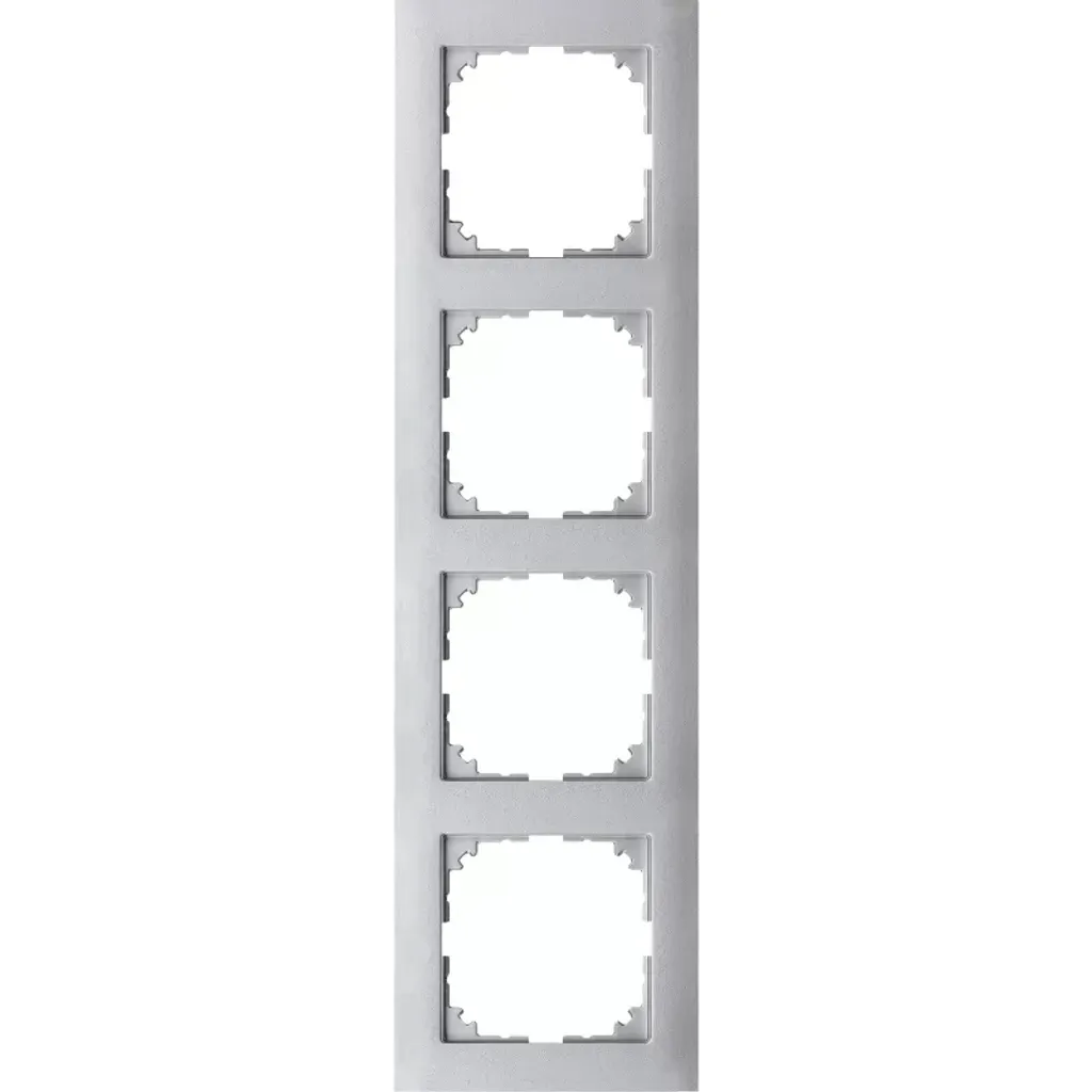 Plaque de finition 4 postes Merten aluminium - Design épuré pour mur