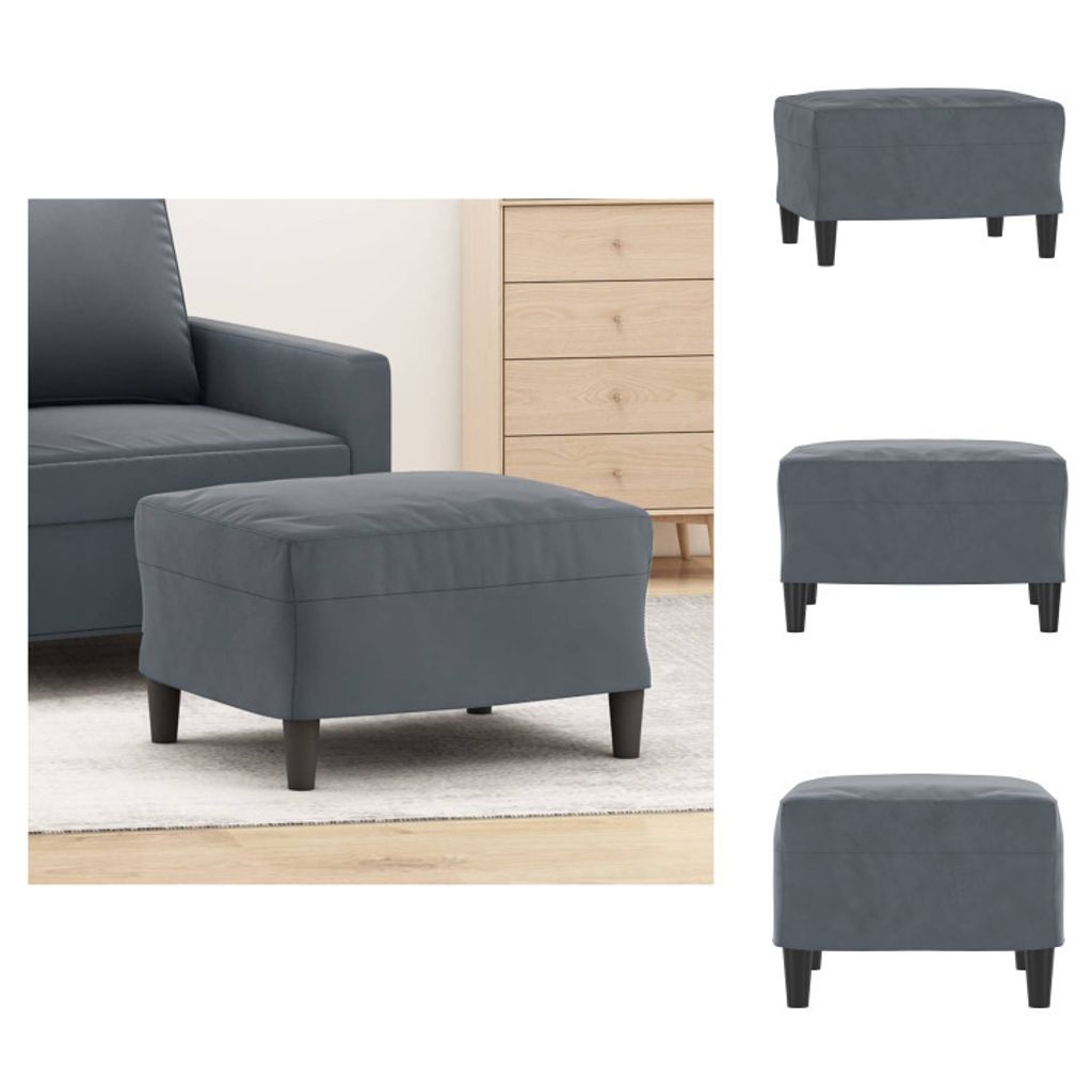 vidaXL Fußhocker Dunkelgrau 60x50x41 cm Samt - Polsterhocker