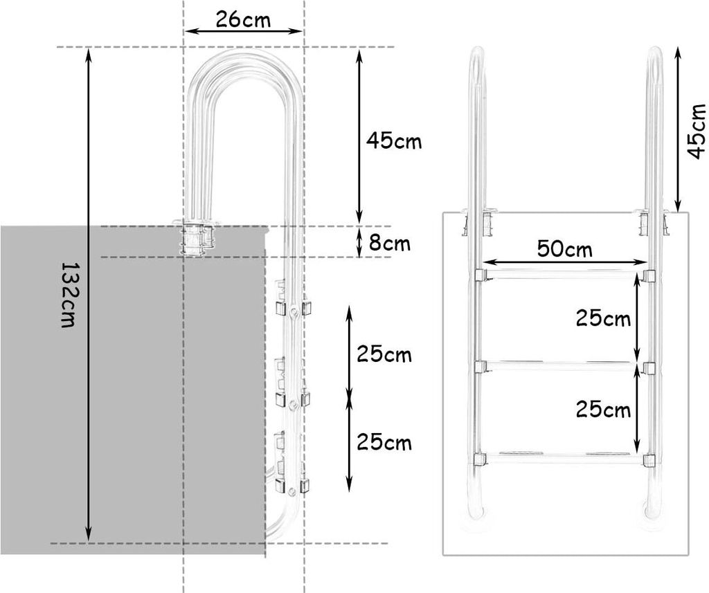 COSTWAY Edelstahl Poolleiter, Schwimmbad Leiter 3 stufig, Produktbild 5