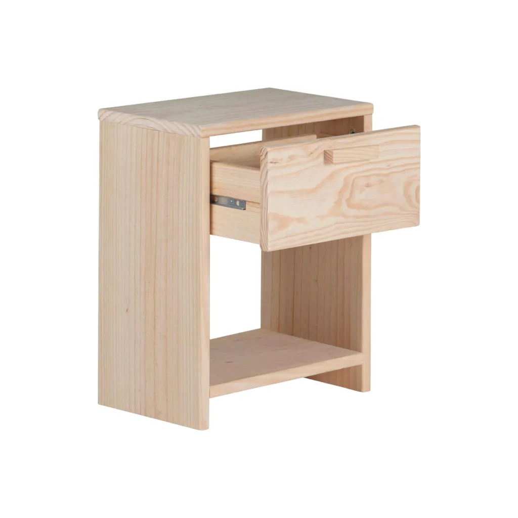 Table de chevet Vita en pin massif naturel pour chambre à coucher cosy