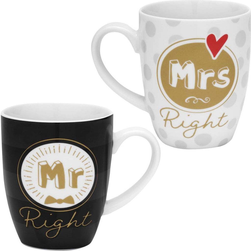 GRUSS & CO Tassen-Set Motiv Mr Right - Mrs Right"