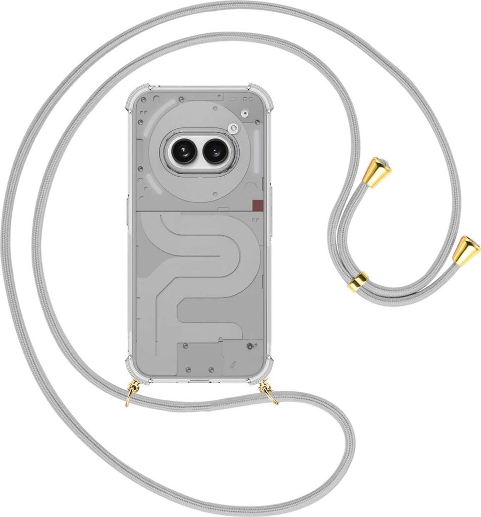 Handykette Backcover-Schutzhülle mit Band (Metall goldfarben) für Nothing Phone (2a) - silbergrau