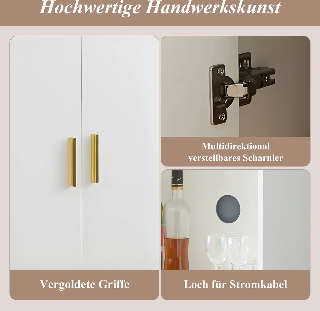 AIORBER Buffet 180 cm avec Étagère d'Angle Modulable Blanc Moderne - 6