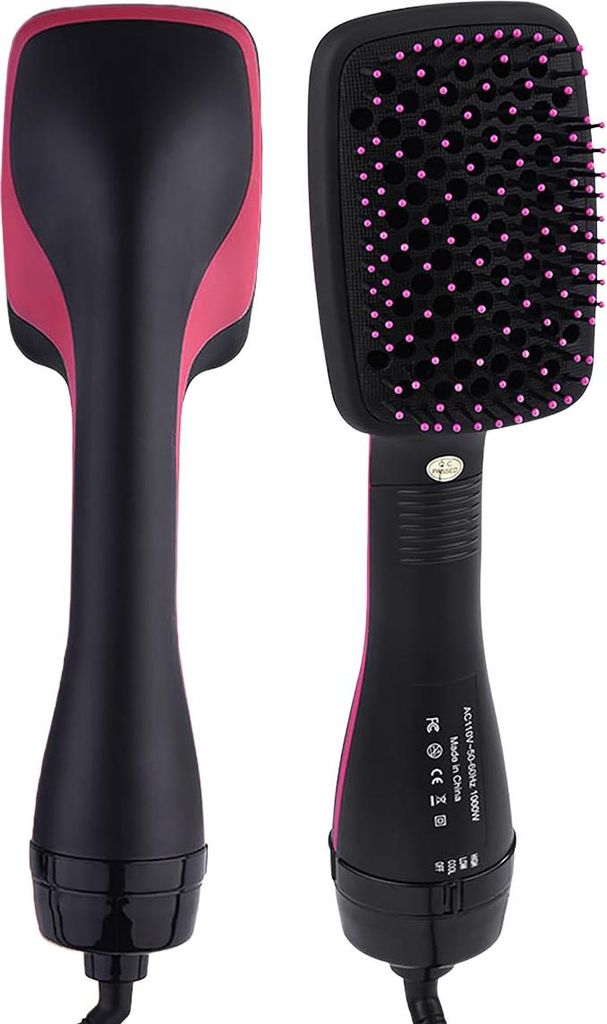 Warmluft-Stylingbürste für Locken & Glätten, geeignet für nasses und trockenes Haar, multifunktionaler Haartrockner, Rosa