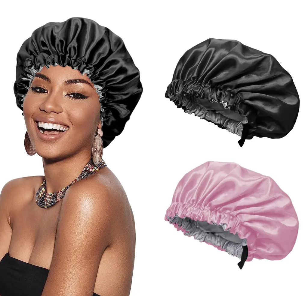 Bonnet de nuit en soie pour protéger les cheveux bouclés et fragiles