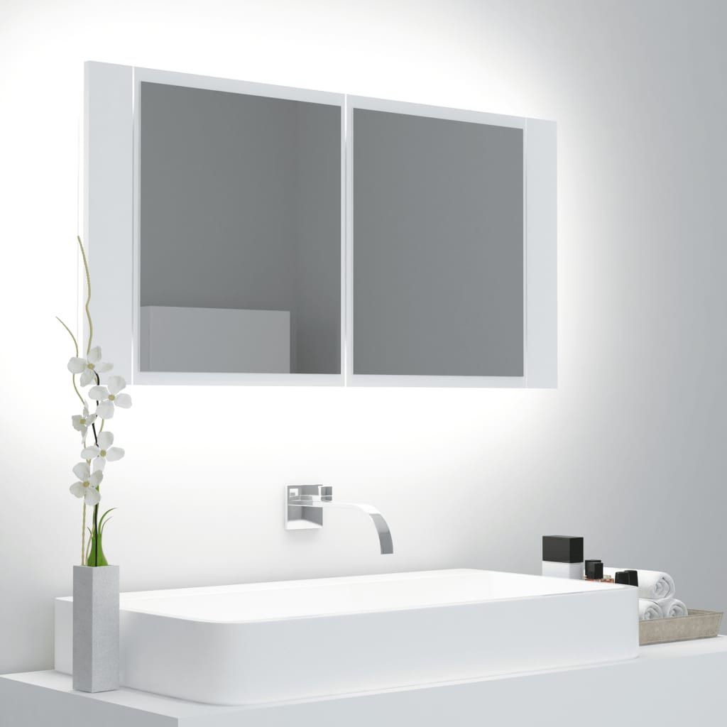 Wohnen & Einrichten Wohnaccessoires Spiegel Badspiegel CLORIS Wandspiegelschrank mit LED Weiß 