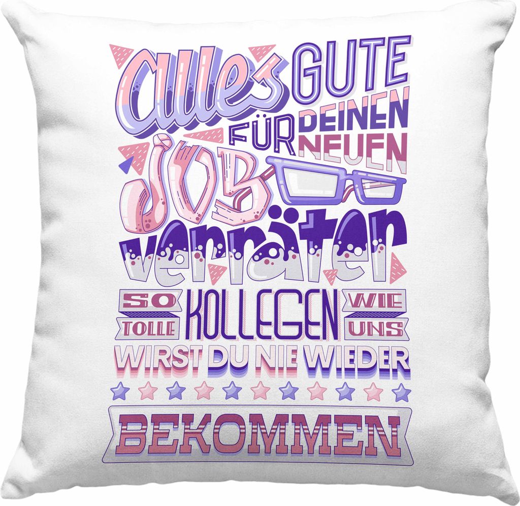 Trendation - Jobwechsel Deko-Kissen mit Füllung 40x40 Geschenk Kollege Kollegin Neuer Job Abschied Spruch Verräter Abschiedsgeschenk (Grün)