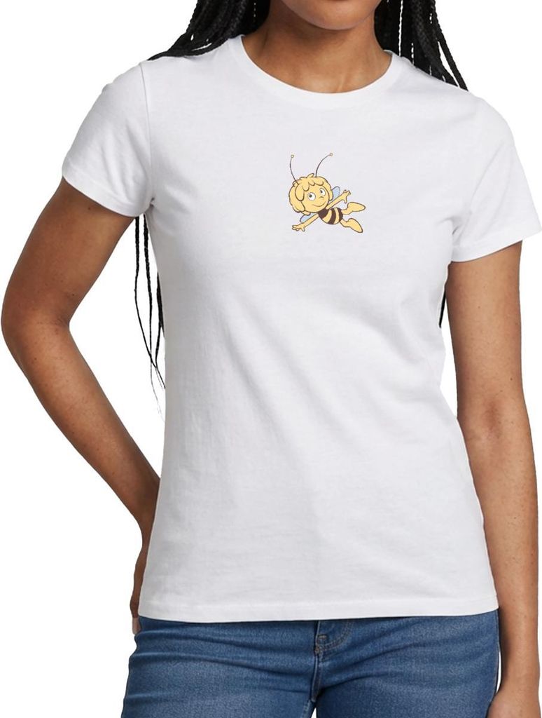 Spreadshirt Biene Maja Fliegt Retro Frauen T-Shirt, M, Weiß
