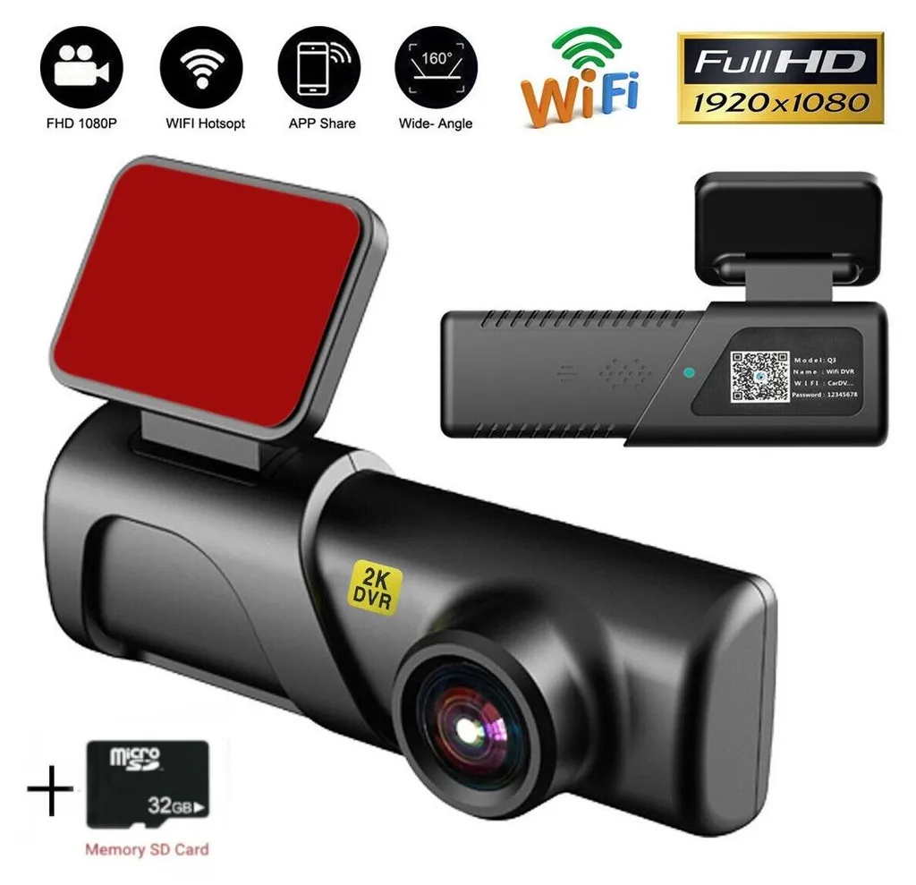 Caméra de voiture DVR 2K avec Wi-Fi Vision Nocturne et Stockage 32 Go