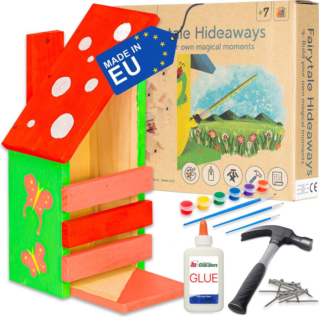ITA DIY Futterhaus für Eichhörnchen zum Zusammenbauen und Bemalen NuttyNibble - Komplett Bausatz mit Hammer, Nägeln, Farben zum Bauen und Malen ...