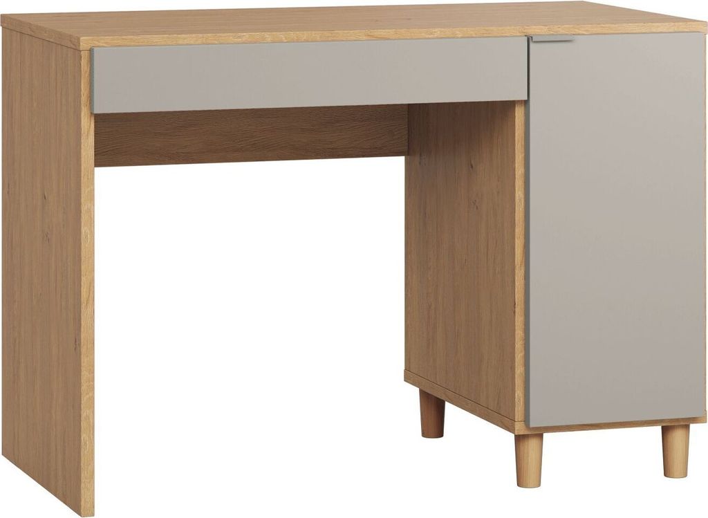 Schreibtisch Nanez 01, Farbe: Eiche / Grau - Abmessungen: 78 x 110 x 57 cm (H x B x T)
