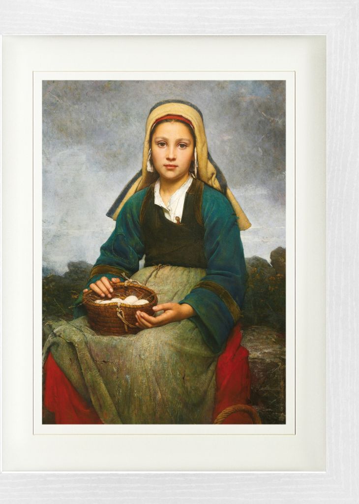 Emile Auguste Hublin Gerahmtes Bild Mit Edlem Passepartout | Wand-Bilder | Im Bilderrahmen - Junges Mädchen Mit Einem Korb Voller Eiern, 1874 (40 ...