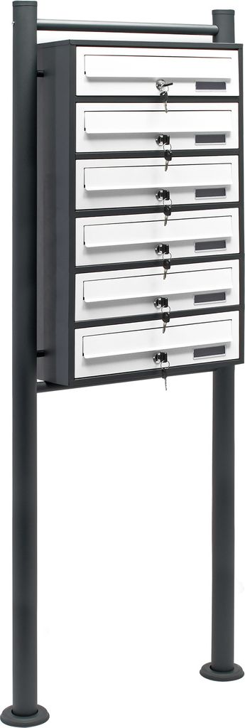 Wiltec 6er Briefkastenanlage Weiß/Anthrazit 556 x 270 x Produktbild 