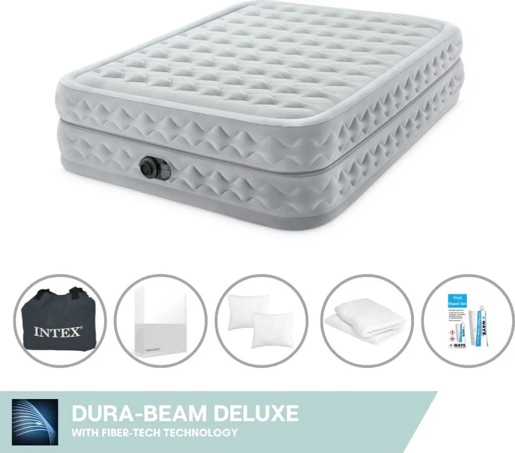 Materasso Intex Matrimoniale Grigio 51cm | Soluzione Salvaspazio Completa