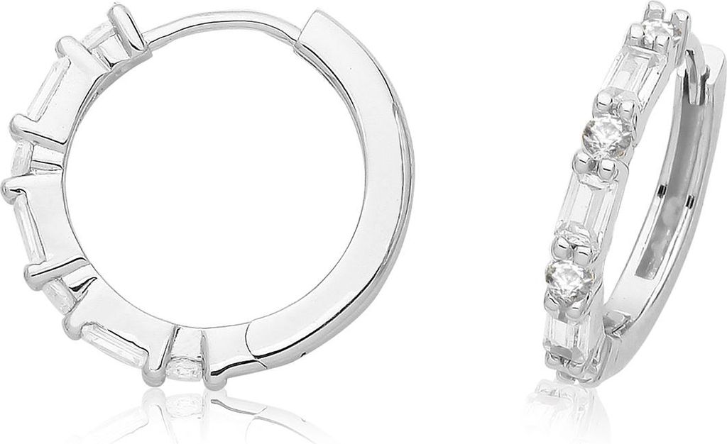 Atemberaubende 925 Sterling Silber (Rhodiniert) Damen - Ohrklemme mit Zirkonia - 2mm; TRS33361