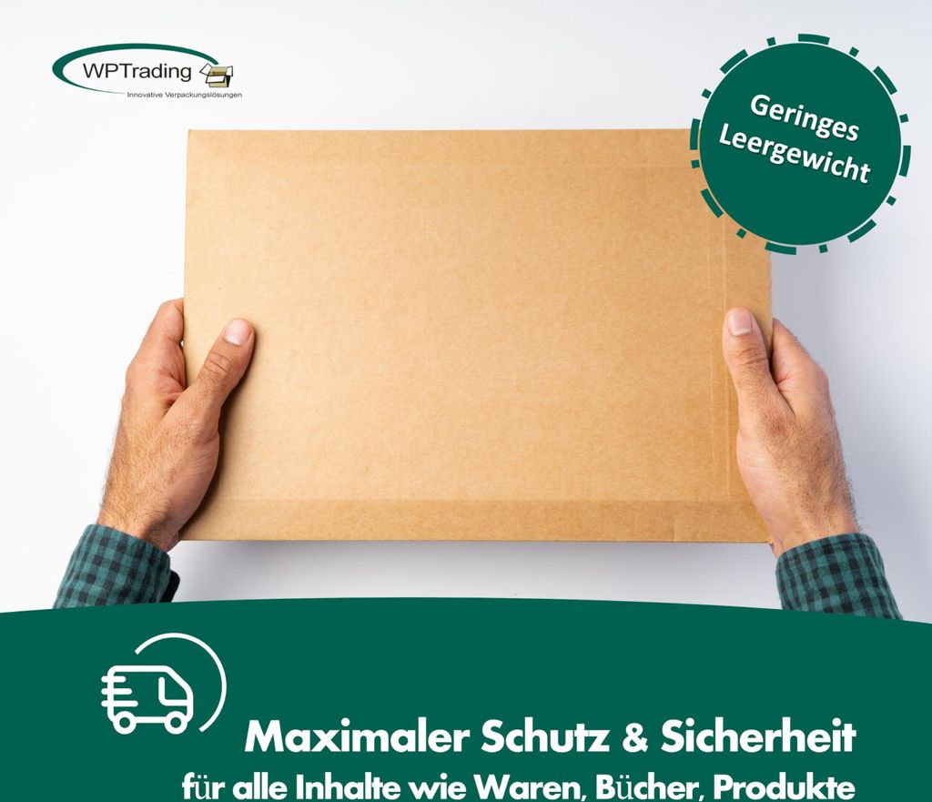 WPTrading - 25 Stück Wellpappe Versandtaschen DIN A4 270 x 390 mm (SW50) selbstklebend in Braun - Pappe Versandtasche aus Karton für Büchersendung