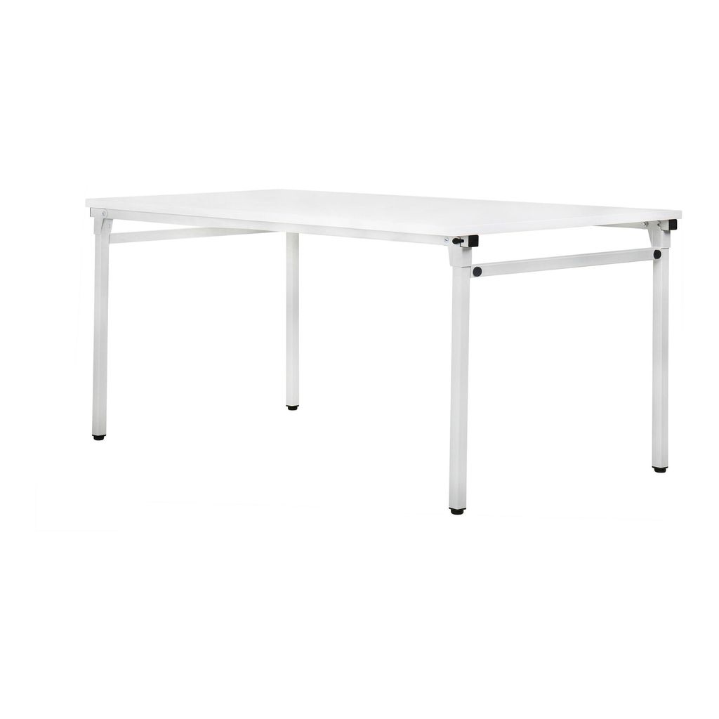 STIER Klapptisch 1600x800x720mm in lichtgrau mit weißer Tischplatte, sehr robust und vielseitig einsetzbar, ideal für Büro- und Geschäftsaussta...