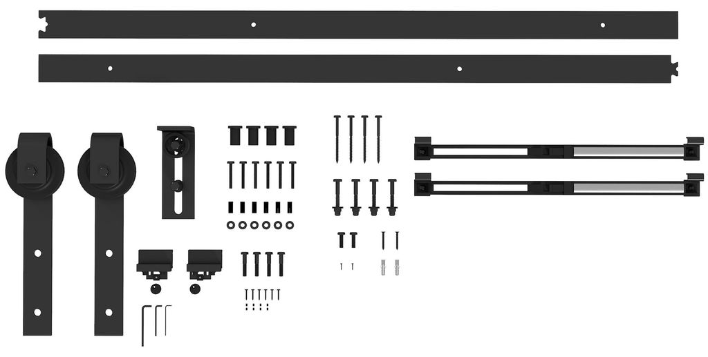 Schiebetürsystem 183 cm – Beschlag-Set leise, Holz & Beton, Stahl, Schwarz