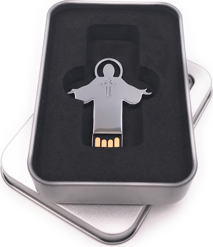 Onwomania Jesus Flach Christii USB Stick in Alu Geschenkbox 64 GB USB 2.0