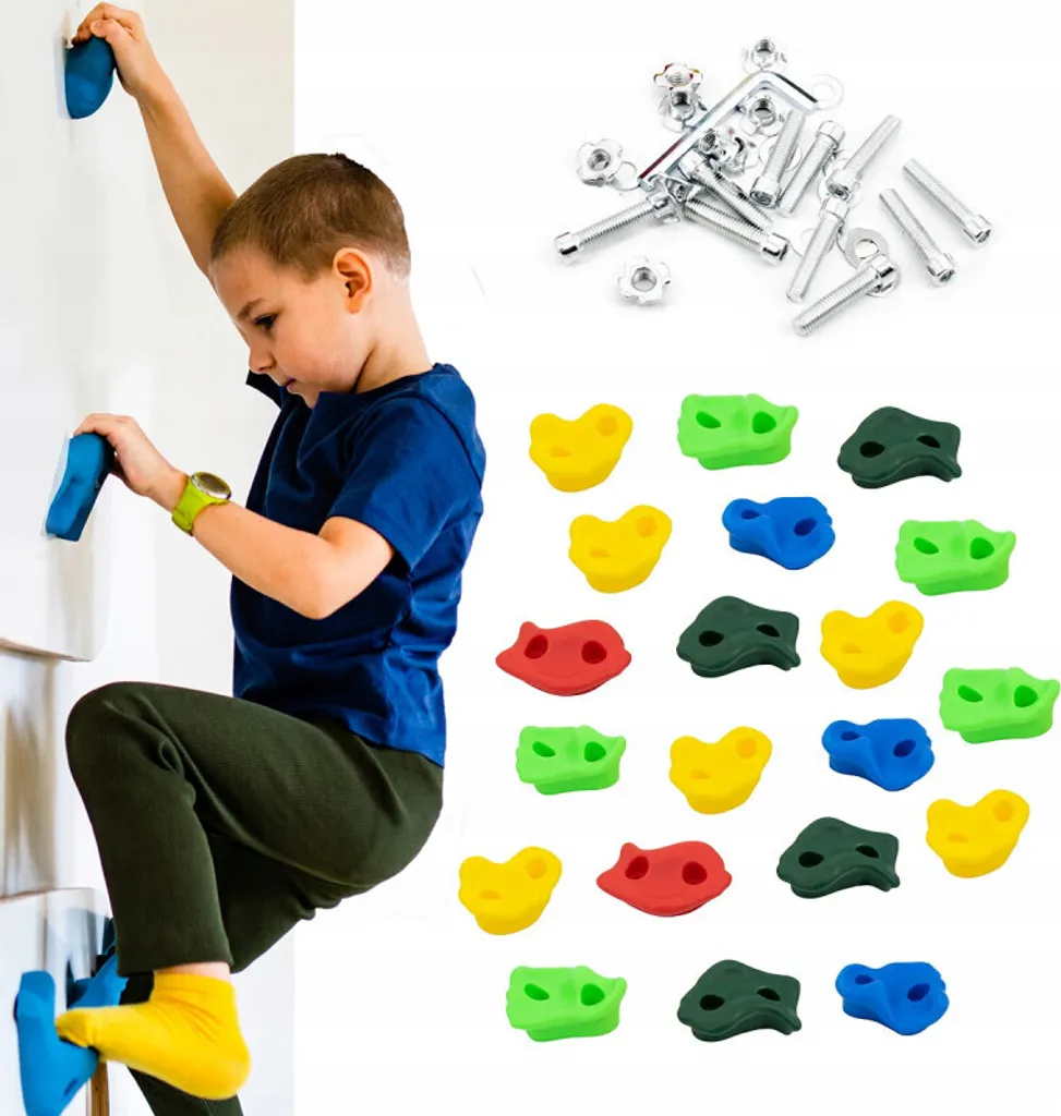 Mur de grimpe sécurisé : Set 20 prises d'escalade avec vis anti-rotation