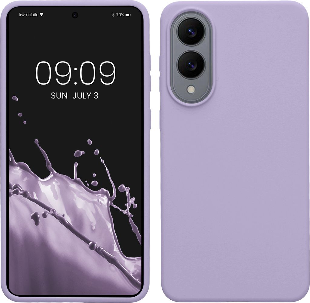 kwmobile Hülle kompatibel mit Samsung Galaxy S25 Edge Hülle - Silikon Handy Case - Handyhülle weiche Oberfläche - kabelloses Laden - Lavendel