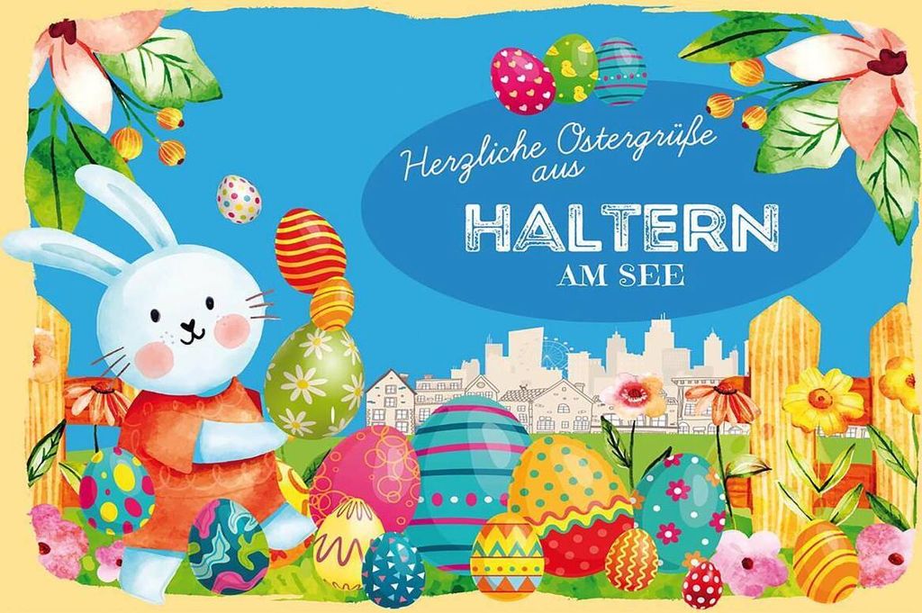 vianmo Holzschild 12x18 cm Ostergrüße HALTERN AM SEE
