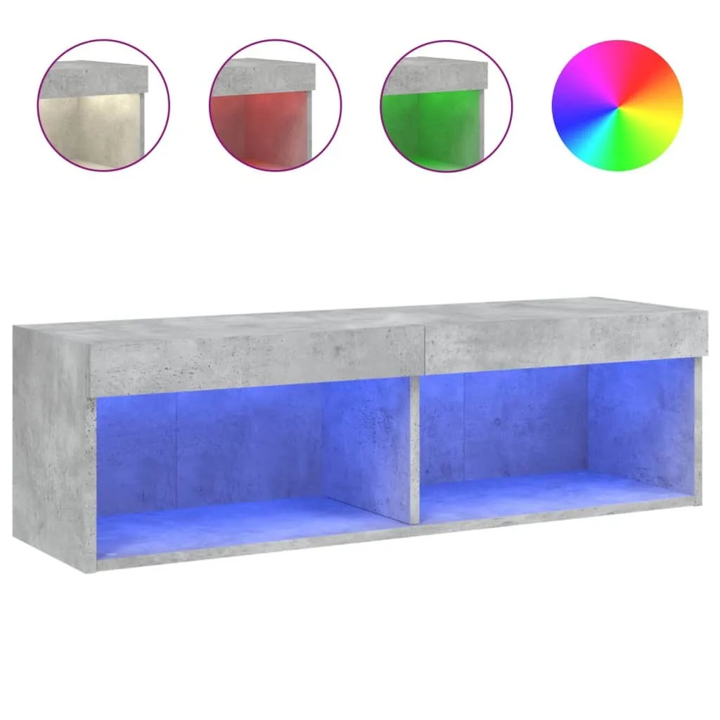Meuble TV avec LED gris béton 100 cm - Support TV compact et robuste