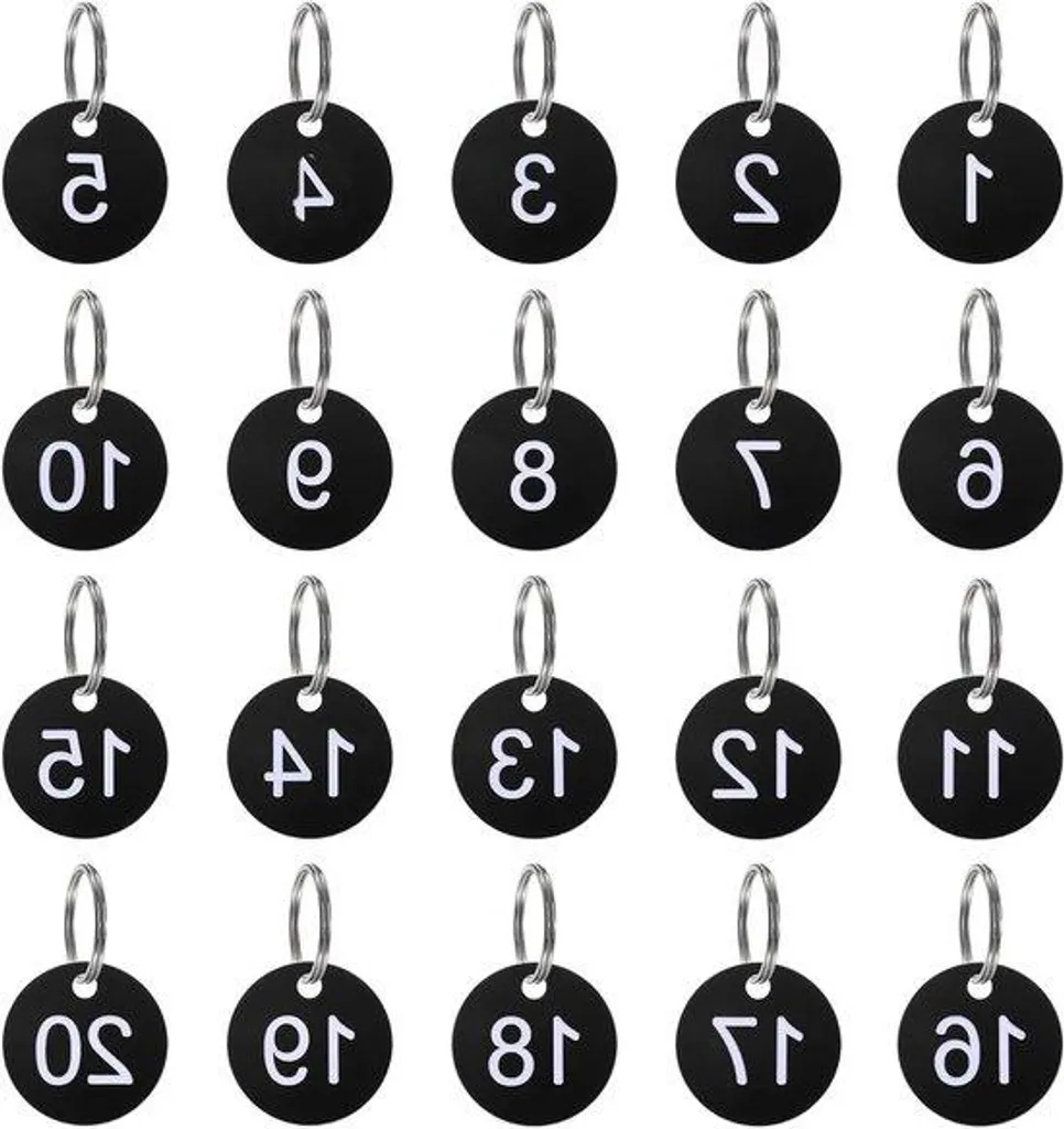 Jetons de numérotation pour casiers et clés de dortoir noir 35 mm
