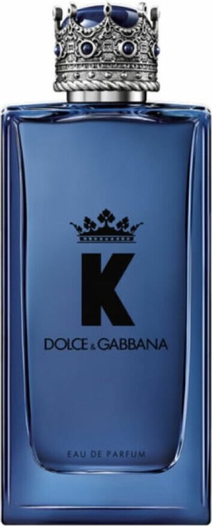 A product shot of a blue Dolce & Gabbana K by Dolce & Gabbana Eau de Parfum bottle.