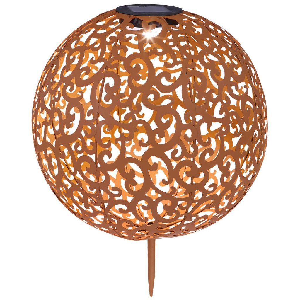 LED Solar Steckleuchte, Dekor Stanzungen Kugel, 28,5 cm