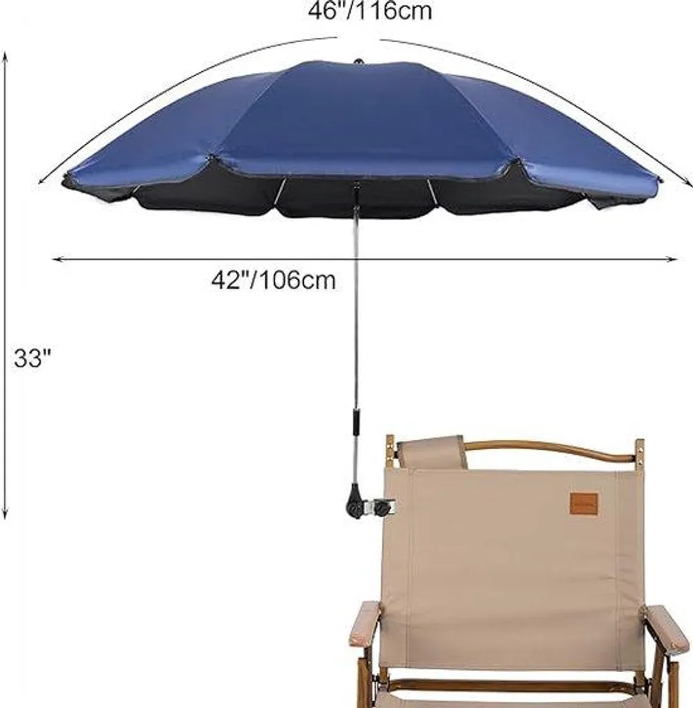 Parasol nomade pour chaise de plage et voiturette de golf UPF 50+