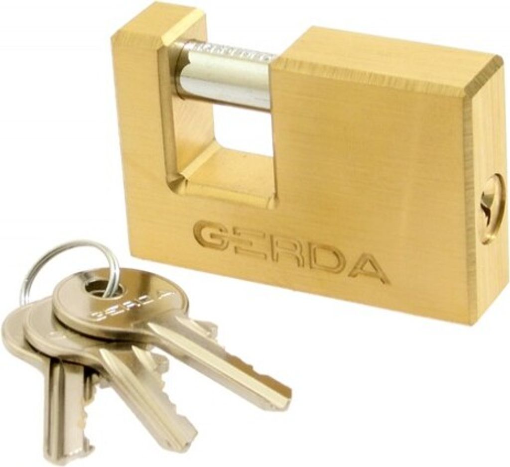 GERDA BRASS LINE KMT 65mm Messing-Vorhängeschloss, Stift, Riegel, Klasse 1, Box