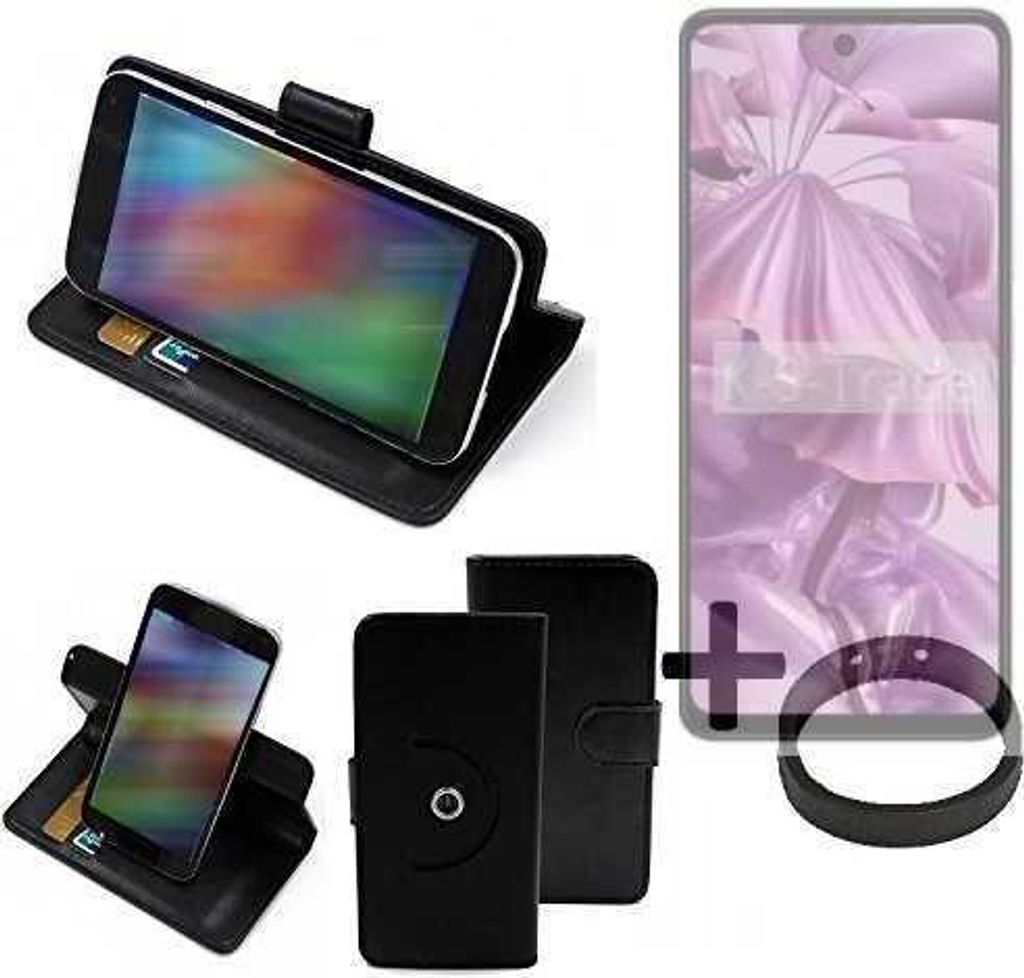 K-S-Trade Case Schutz Hülle kompatibel mit HMD Pulse + Bumper Handy Hülle Flipcase Smartphone Cover Handy Schutz Tasche Walletcase schwarz