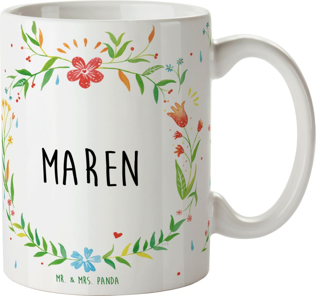 Mr. & Mrs. Panda Kaffeebecher Maren - Geschenk, Tasse, Becher, Kaffeetasse, schöne, Teetasse, haferl