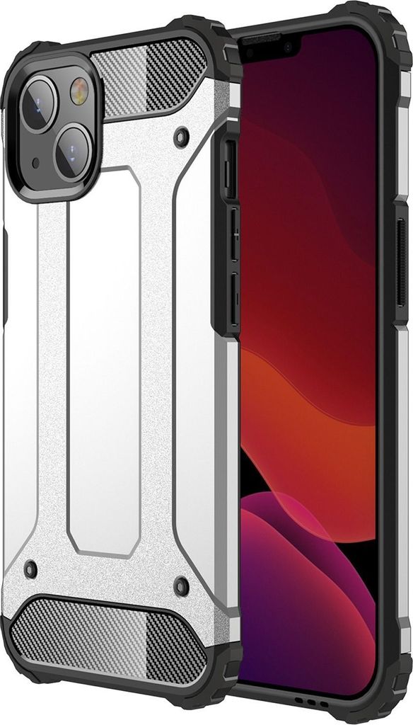 Mobigear Outdoor iPhone 13 Hülle Hardcase Backcover Stoßfest - Silber