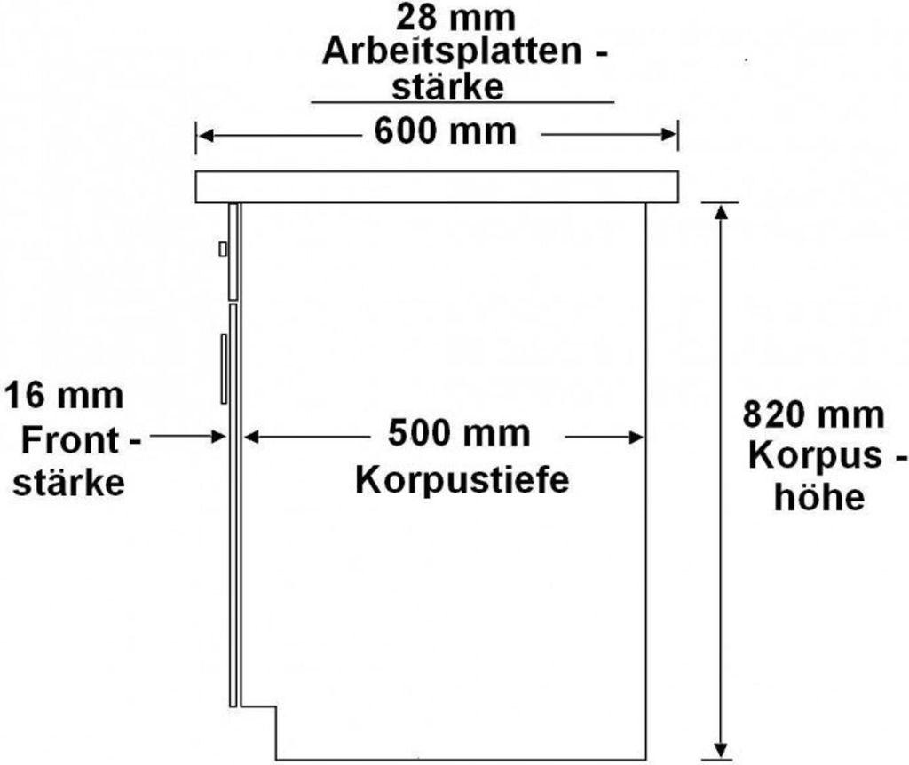 40 cm Küche Omega Schwarz Weiss Küchenzeile Einbauküche Produktbild 2