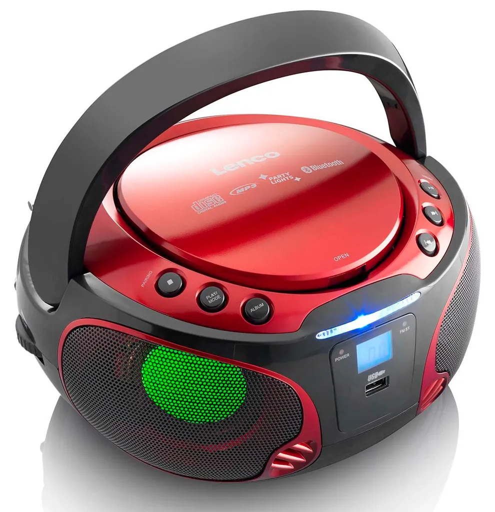 Lecteur CD portable Bluetooth Lenco rouge, solution audio tout-en-un