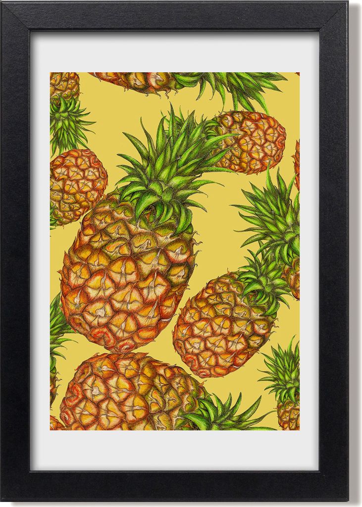 Bild 20x30 MDF-Rahmen, Wandkunst Ananas