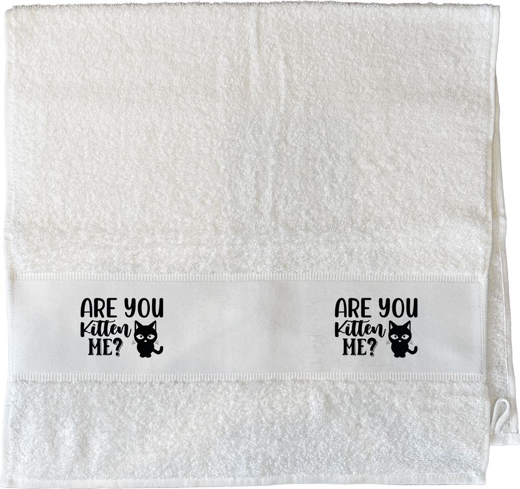 Huuraa Handtuch Are you kitten me Katze 50x100cm White Baumwolle Handtuch Geschenkidee
