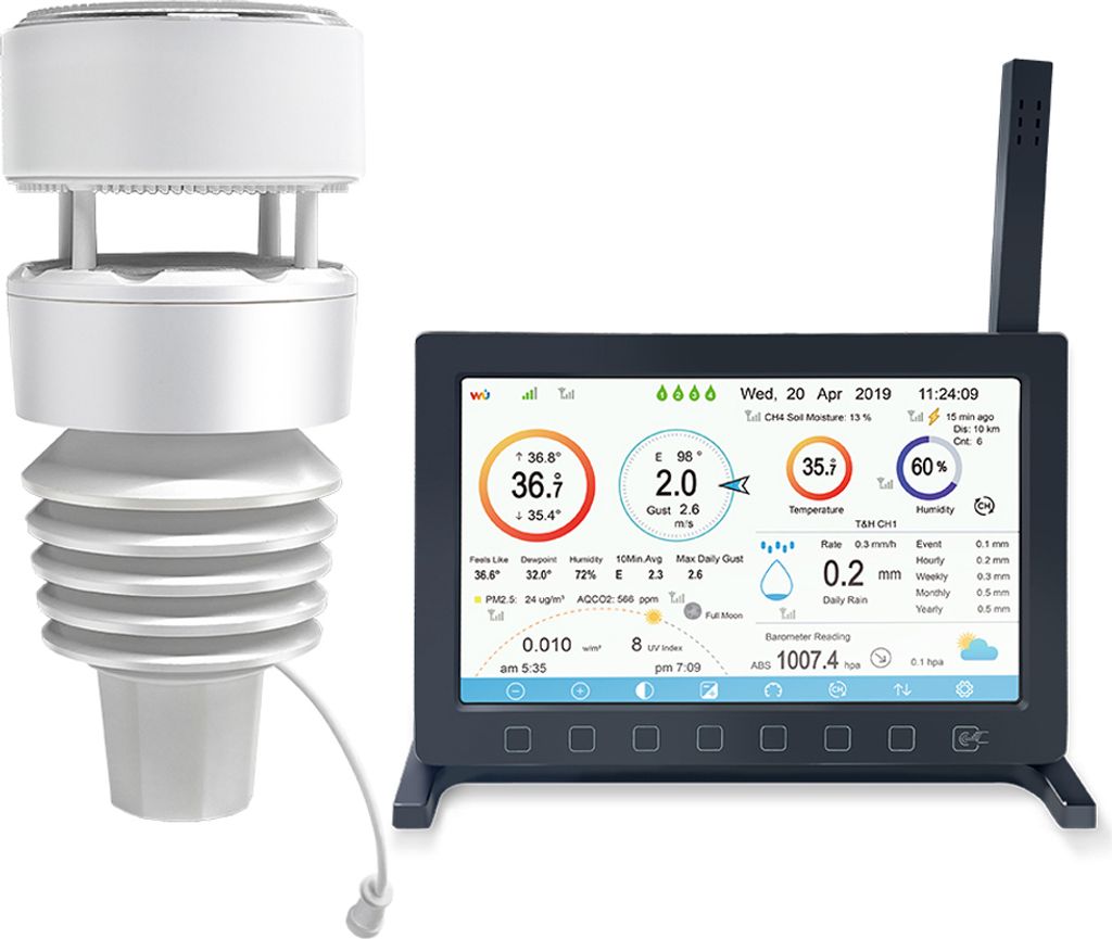 froggit HP2000 WiFi Funk Wetterstation mit drahtlosen ultrasonic und haptichen 7-In-1 Außensensor (Version 2025 - Pro Version Außensensor)