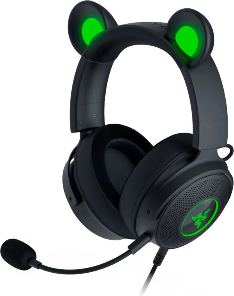 Casque Razer Kraken Kitty V2 Pro Noir et Vert avec Oreilles Interchangeables