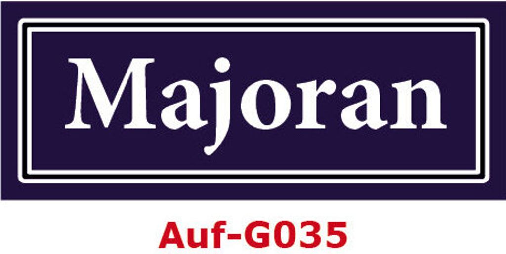 20 Stück Gewürzaufkleber Majoran 40x16mm Gewürzetiketten Sticker Lebensmittel (Auf-G035)