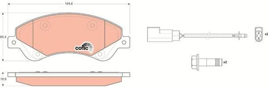 TRW GDB1723 Bremsbelagsatz, Scheibenbremse OE 9C112K021BA kompatibel mit Transit