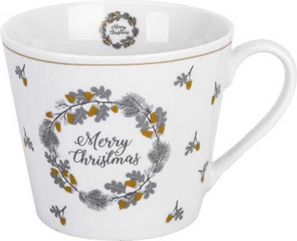 Krasilnikoff Happy Cup Becher MERRY CHRISTMAS Weiß Weihnachtsbecher Tasse 300 ml